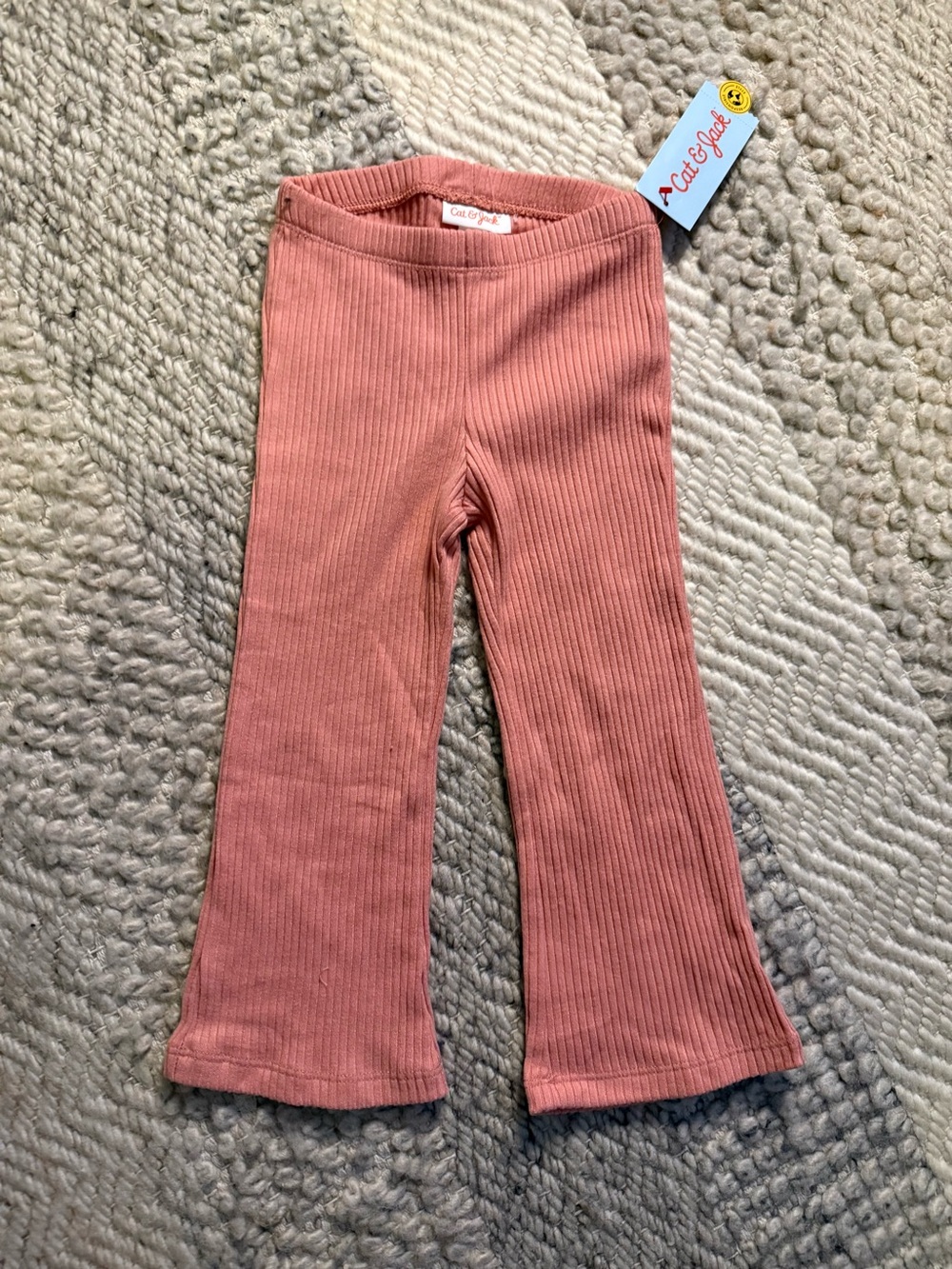 Cat & Jack Dusty coral Ribbed Flare Leggings size 3T nwt